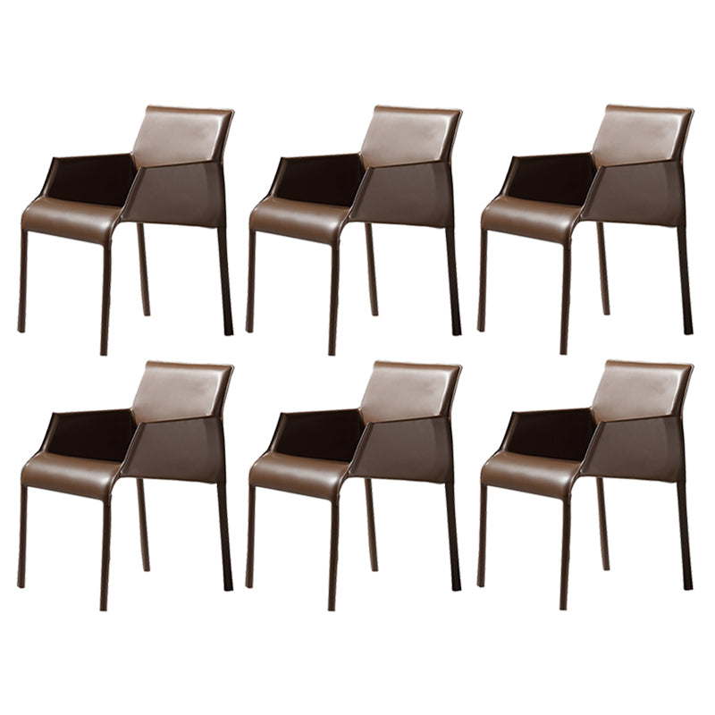 Faux Leather Contemporary Side Chair Matte Finish Solid Back Dining Chair