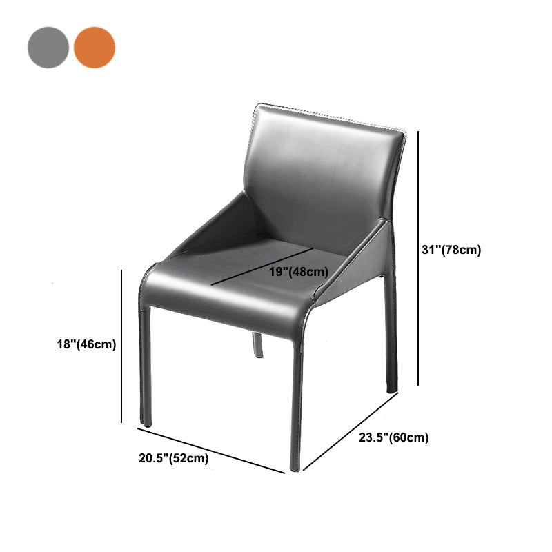 Faux Leather Contemporary Side Chair Matte Finish Solid Back Dining Chair