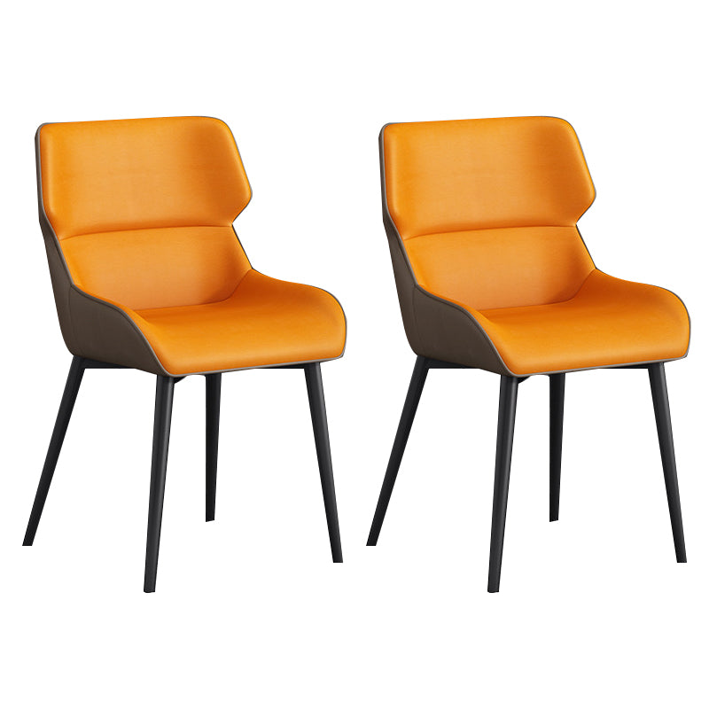 Modern Style Dining Chair Arm Dining Chair with Metal Legs for Kitchen Orange 2 Piece Set Clearhalo 'Dining Chairs' 'Dining Tables & Seating' 'dining_chair' 'furn' 'furn_dining_chair' 'Furniture' 'Kitchen & Dining Furniture' 5910487