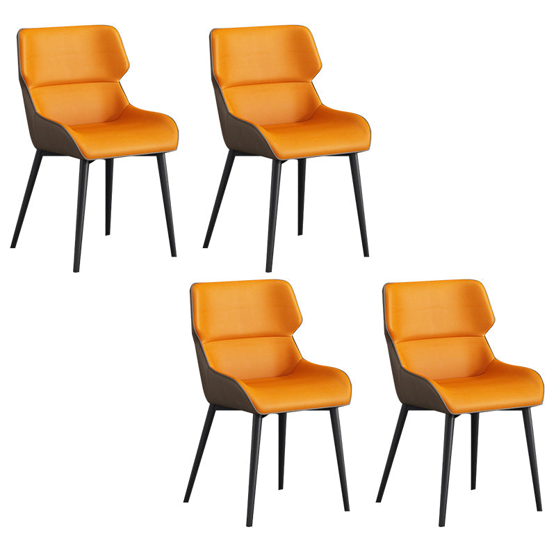 Modern Style Dining Chair Arm Dining Chair with Metal Legs for Kitchen Orange 4 Piece Set Clearhalo 'Dining Chairs' 'Dining Tables & Seating' 'dining_chair' 'furn' 'furn_dining_chair' 'Furniture' 'Kitchen & Dining Furniture' 5910489