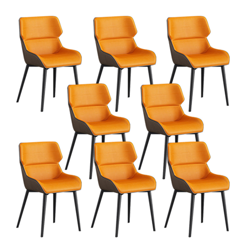 Modern Style Dining Chair Arm Dining Chair with Metal Legs for Kitchen Orange 8 Piece Set Clearhalo 'Dining Chairs' 'Dining Tables & Seating' 'dining_chair' 'furn' 'furn_dining_chair' 'Furniture' 'Kitchen & Dining Furniture' 5910493