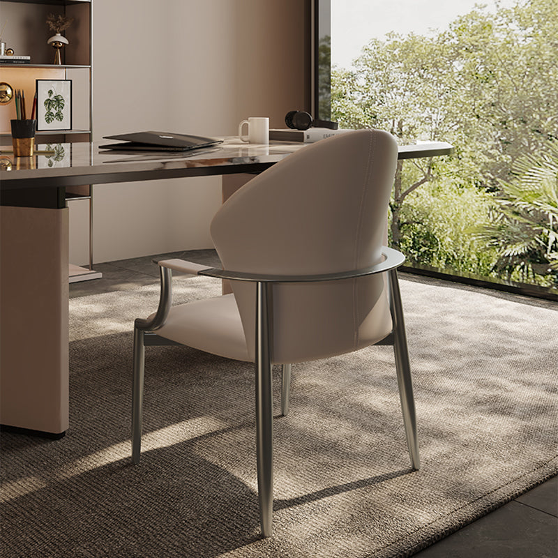 Modern Style Dining Chair Arm Dining Chairs with Metal Legs for Kitchen