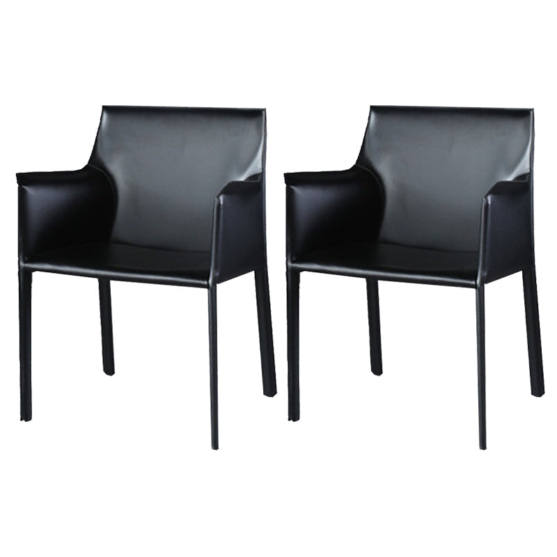 Upholstered Dining Room Chair Modern Style Faux Leather Arm Chair Black 2 Piece Set Clearhalo 'Dining Chairs' 'Dining Tables & Seating' 'dining_chair' 'furn' 'furn_dining_chair' 'Furniture' 'Kitchen & Dining Furniture' 5910568