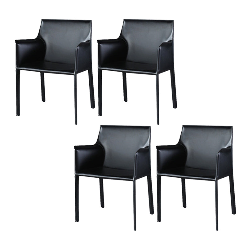 Upholstered Dining Room Chair Modern Style Faux Leather Arm Chair Black 4 Piece Set Clearhalo 'Dining Chairs' 'Dining Tables & Seating' 'dining_chair' 'furn' 'furn_dining_chair' 'Furniture' 'Kitchen & Dining Furniture' 5910571