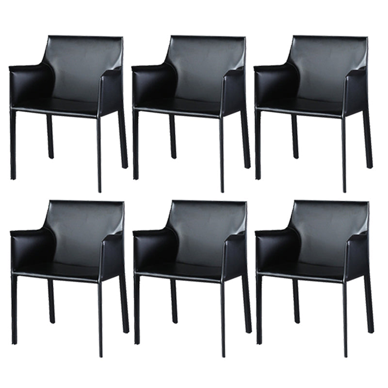 Upholstered Dining Room Chair Modern Style Faux Leather Arm Chair Black 6 Piece Set Clearhalo 'Dining Chairs' 'Dining Tables & Seating' 'dining_chair' 'furn' 'furn_dining_chair' 'Furniture' 'Kitchen & Dining Furniture' 5910572
