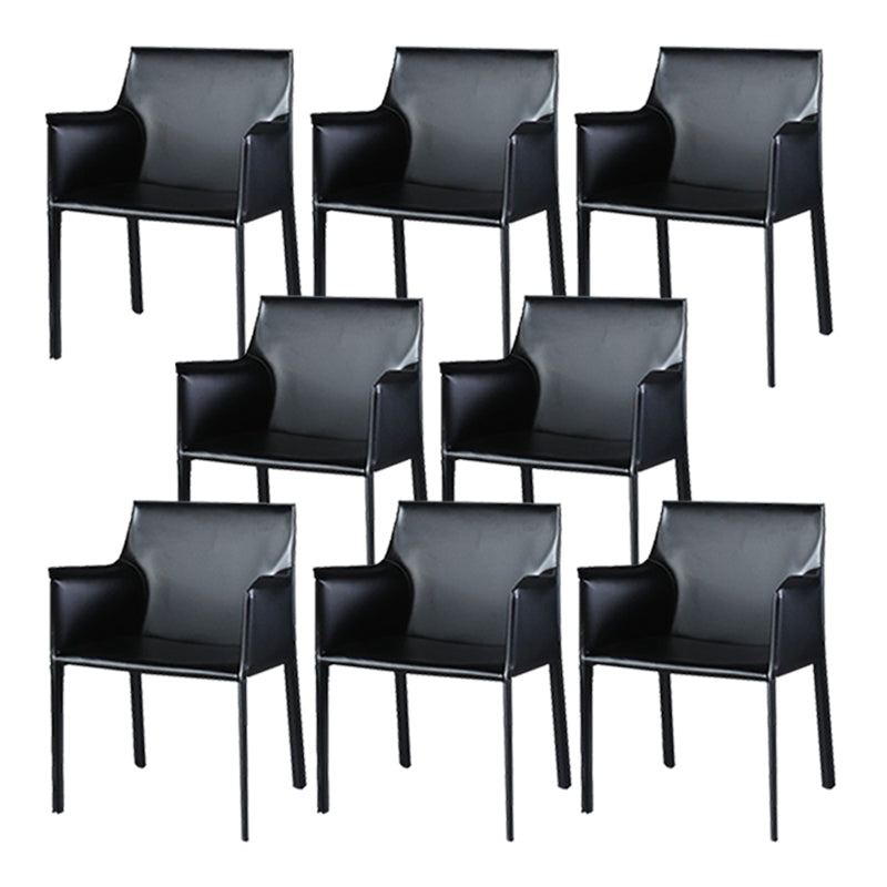 Upholstered Dining Room Chair Modern Style Faux Leather Arm Chair Black 8 Piece Set Clearhalo 'Dining Chairs' 'Dining Tables & Seating' 'dining_chair' 'furn' 'furn_dining_chair' 'Furniture' 'Kitchen & Dining Furniture' 5910575