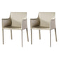 Upholstered Dining Room Chair Modern Style Faux Leather Arm Chair Khaki 2 Piece Set Clearhalo 'Dining Chairs' 'Dining Tables & Seating' 'dining_chair' 'furn' 'furn_dining_chair' 'Furniture' 'Kitchen & Dining Furniture' 5910577