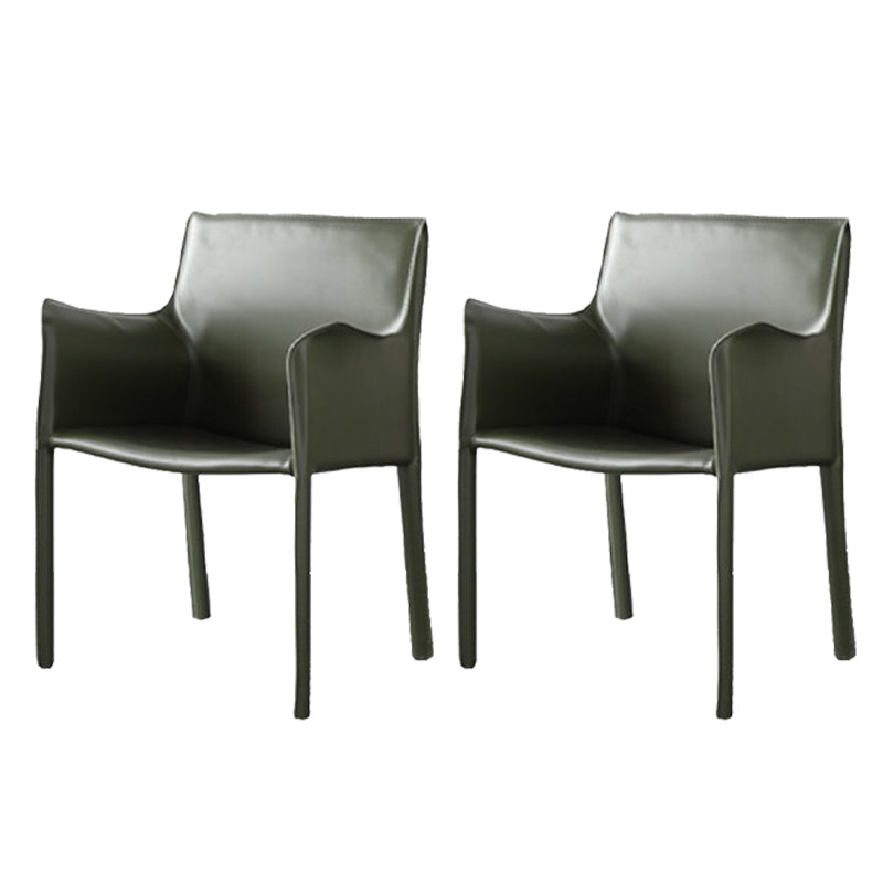 Upholstered Dining Room Chair Modern Style Faux Leather Arm Chair Green 2 Piece Set Clearhalo 'Dining Chairs' 'Dining Tables & Seating' 'dining_chair' 'furn' 'furn_dining_chair' 'Furniture' 'Kitchen & Dining Furniture' 5910594