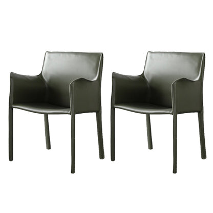 Upholstered Dining Room Chair Modern Style Faux Leather Arm Chair Green 2 Piece Set Clearhalo 'Dining Chairs' 'Dining Tables & Seating' 'dining_chair' 'furn' 'furn_dining_chair' 'Furniture' 'Kitchen & Dining Furniture' 5910594
