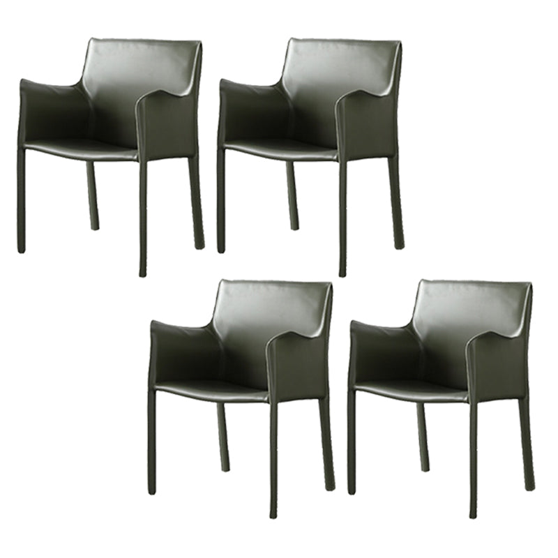 Upholstered Dining Room Chair Modern Style Faux Leather Arm Chair Green 4 Piece Set Clearhalo 'Dining Chairs' 'Dining Tables & Seating' 'dining_chair' 'furn' 'furn_dining_chair' 'Furniture' 'Kitchen & Dining Furniture' 5910595