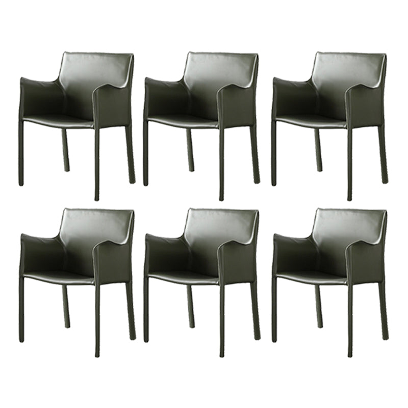 Upholstered Dining Room Chair Modern Style Faux Leather Arm Chair Green 6 Piece Set Clearhalo 'Dining Chairs' 'Dining Tables & Seating' 'dining_chair' 'furn' 'furn_dining_chair' 'Furniture' 'Kitchen & Dining Furniture' 5910596