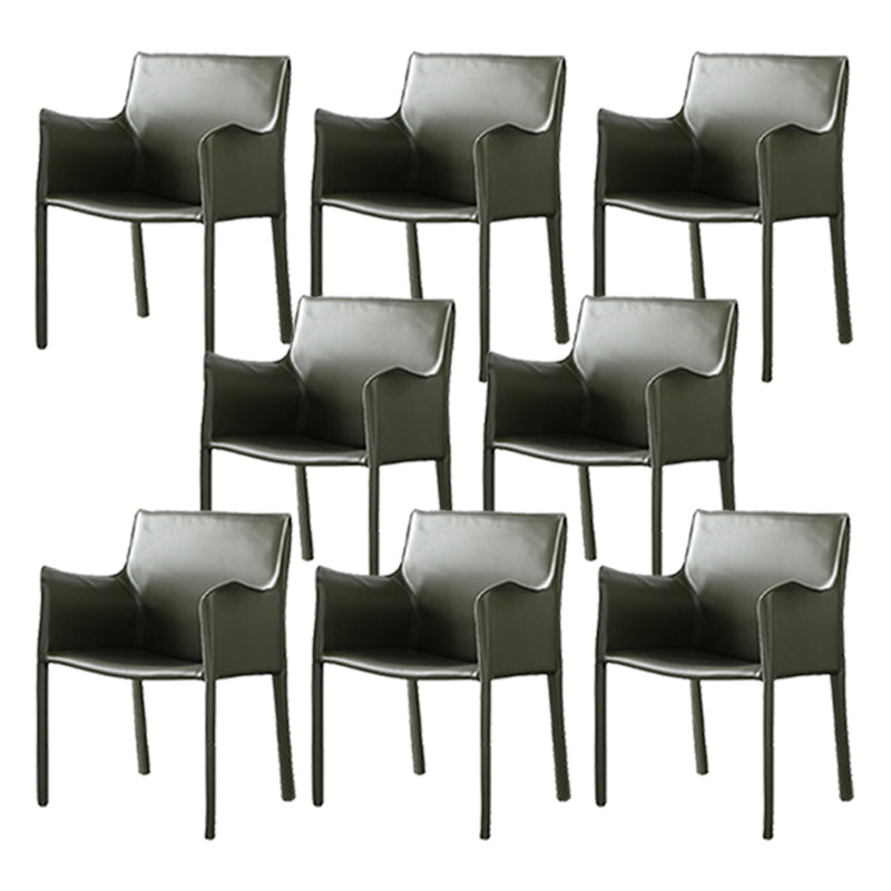Upholstered Dining Room Chair Modern Style Faux Leather Arm Chair Green 8 Piece Set Clearhalo 'Dining Chairs' 'Dining Tables & Seating' 'dining_chair' 'furn' 'furn_dining_chair' 'Furniture' 'Kitchen & Dining Furniture' 5910597