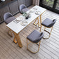 Glam Bar Table Set 1/2/3/5/7 Pcs White Stone Bar Table with Upholstered Stools 5 Pieces: Table, 4 Stools Clearhalo 'Bar Furniture' 'furn' 'furn_home_bar_bar_sets' 'Furniture' 'Home Bars & Bar Sets' 'home_bar_bar_sets' 'Kitchen & Dining Furniture' 5910640