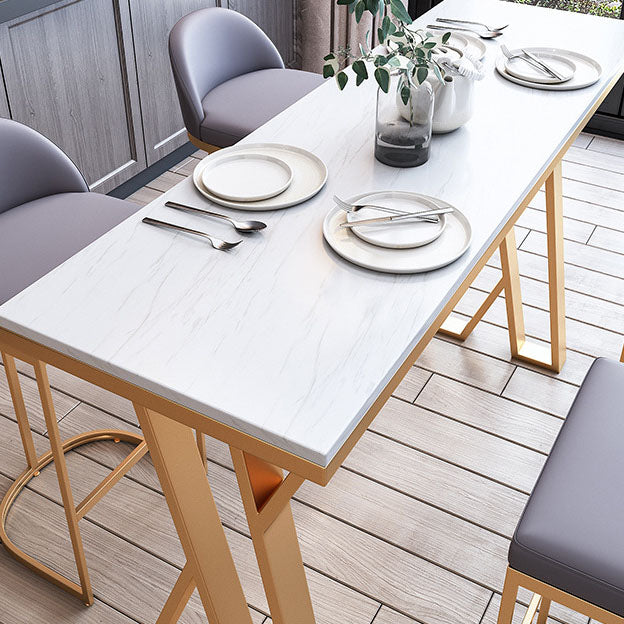 Glam Bar Table Set 1/2/3/5/7 Pcs White Stone Bar Table with Upholstered Stools Clearhalo 'Bar Furniture' 'furn' 'furn_home_bar_bar_sets' 'Furniture' 'Home Bars & Bar Sets' 'home_bar_bar_sets' 'Kitchen & Dining Furniture' 5910648