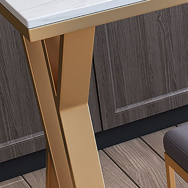 Glam Bar Table Set 1/2/3/5/7 Pcs White Stone Bar Table with Upholstered Stools Clearhalo 'Bar Furniture' 'furn' 'furn_home_bar_bar_sets' 'Furniture' 'Home Bars & Bar Sets' 'home_bar_bar_sets' 'Kitchen & Dining Furniture' 5910649