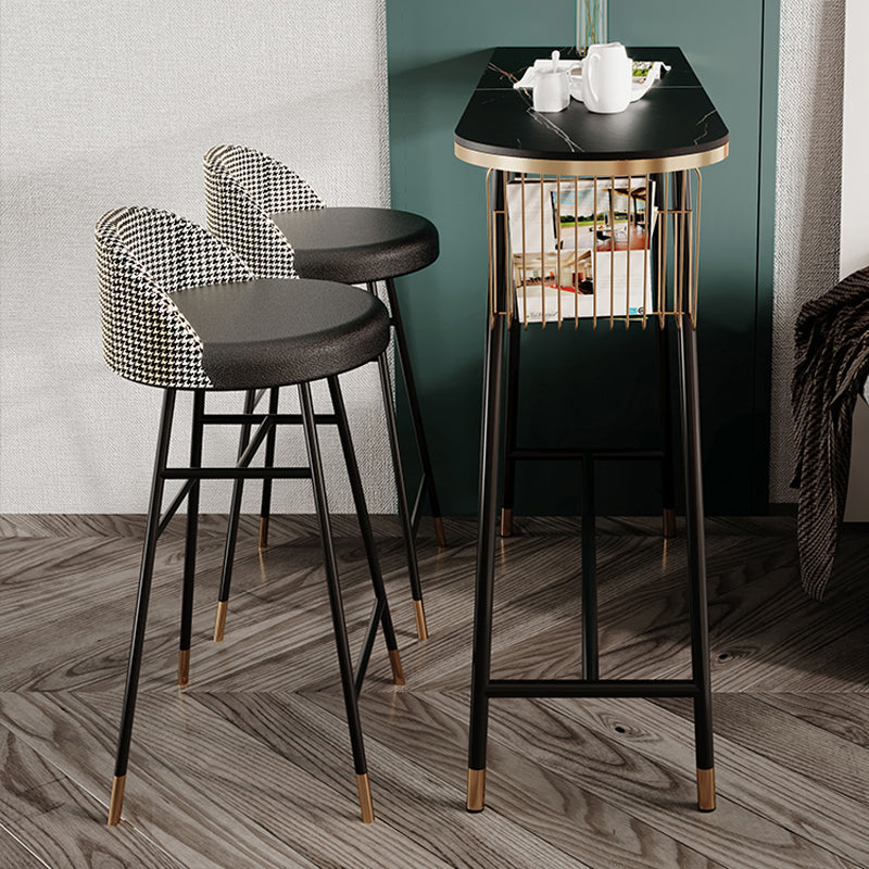 Glam 1/2/3 Pieces Pub Dining Set Living Room Metal and Stone Bar Pub Table Set Clearhalo 'Bar Furniture' 'furn' 'furn_home_bar_bar_sets' 'Furniture' 'Home Bars & Bar Sets' 'home_bar_bar_sets' 'Kitchen & Dining Furniture' 5910662