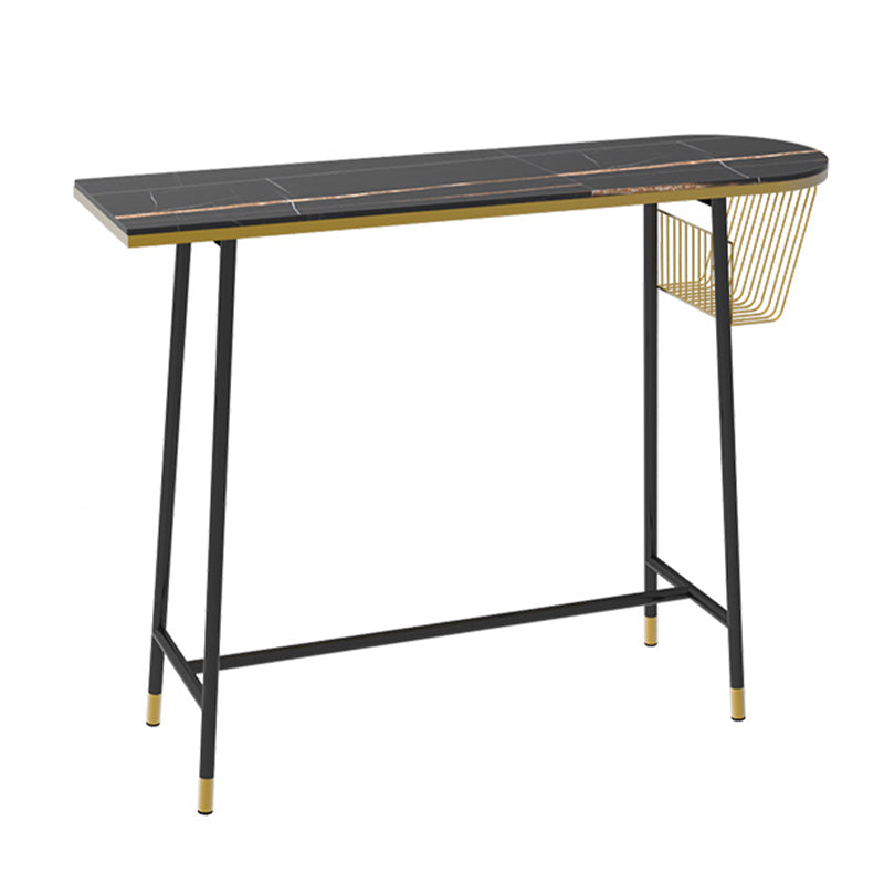 Glam 1/2/3 Pieces Pub Dining Set Living Room Metal and Stone Bar Pub Table Set Black 63"L x 16"W Clearhalo 'Bar Furniture' 'furn' 'furn_home_bar_bar_sets' 'Furniture' 'Home Bars & Bar Sets' 'home_bar_bar_sets' 'Kitchen & Dining Furniture' 5910664