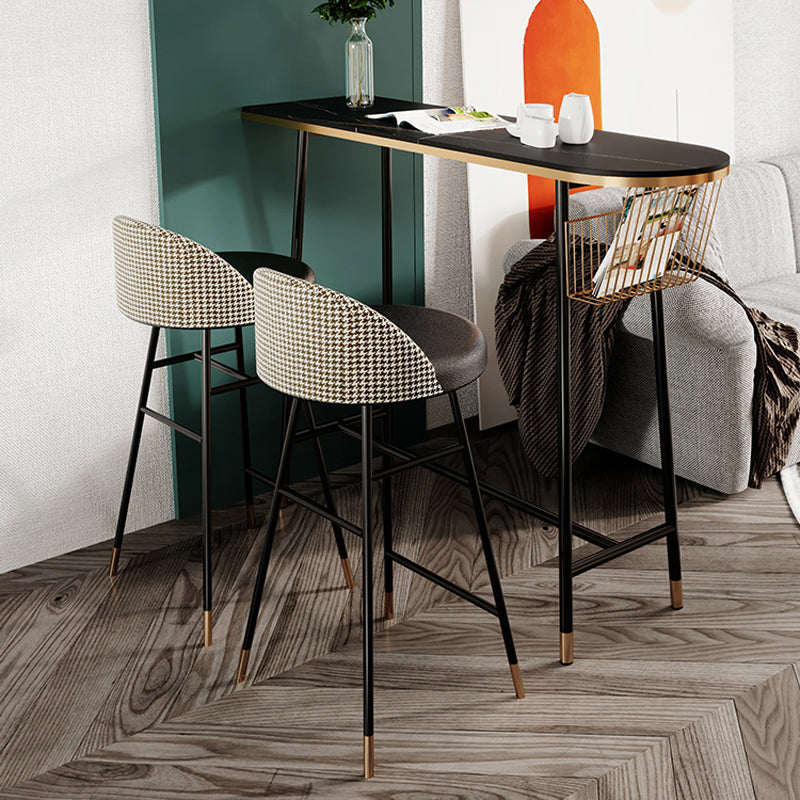 Glam 1/2/3 Pieces Pub Dining Set Living Room Metal and Stone Bar Pub Table Set 3 Pieces: Black Table, 2 Black Stools Clearhalo 'Bar Furniture' 'furn' 'furn_home_bar_bar_sets' 'Furniture' 'Home Bars & Bar Sets' 'home_bar_bar_sets' 'Kitchen & Dining Furniture' 5910665