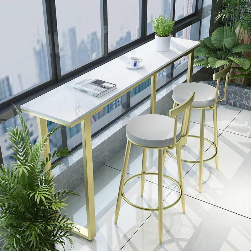 Glam Style 1/2/3/4 Pieces Faux Marble Bar Table Set Rectangular Counter Set for Home Use 3 Pieces: Table, 2 Gray Stools Clearhalo 'Bar Furniture' 'furn' 'furn_home_bar_bar_sets' 'Furniture' 'Home Bars & Bar Sets' 'home_bar_bar_sets' 'Kitchen & Dining Furniture' 5910689