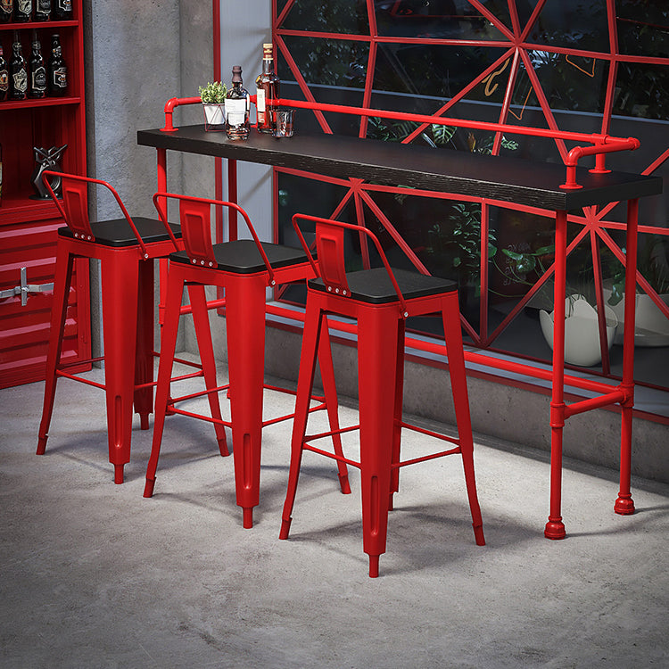 Black and Red Counter Set Industrial 1/4 Pieces Rectangle Wood Counter Set Clearhalo 'Bar Furniture' 'furn' 'furn_home_bar_bar_sets' 'Furniture' 'Home Bars & Bar Sets' 'home_bar_bar_sets' 'Kitchen & Dining Furniture' 5910780