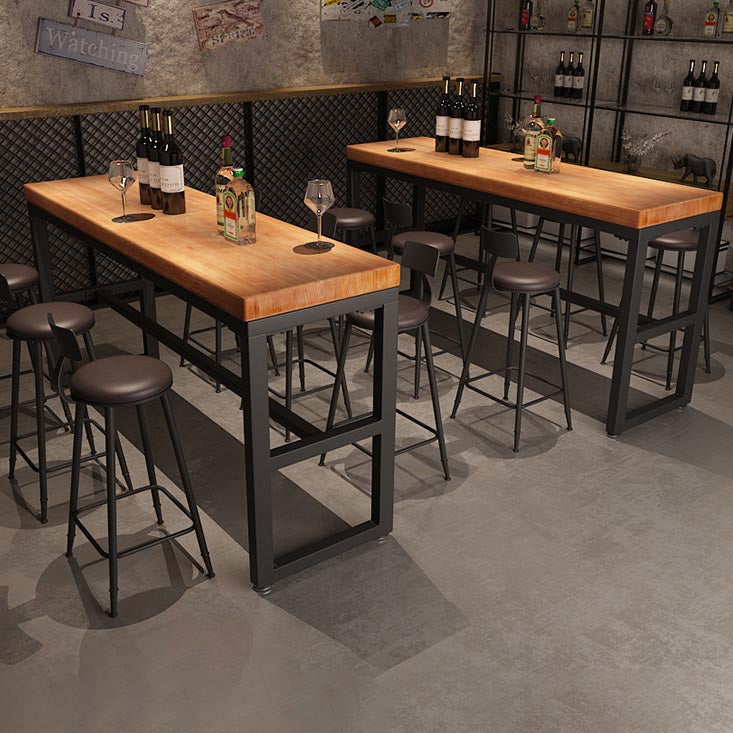 Modern 1/4/6/7 Pieces Bar Table Set Rectangle Wood Counter Table with High Stools for Cafe Clearhalo 'Bar Furniture' 'furn' 'furn_home_bar_bar_sets' 'Furniture' 'Home Bars & Bar Sets' 'home_bar_bar_sets' 'Kitchen & Dining Furniture' 5910818