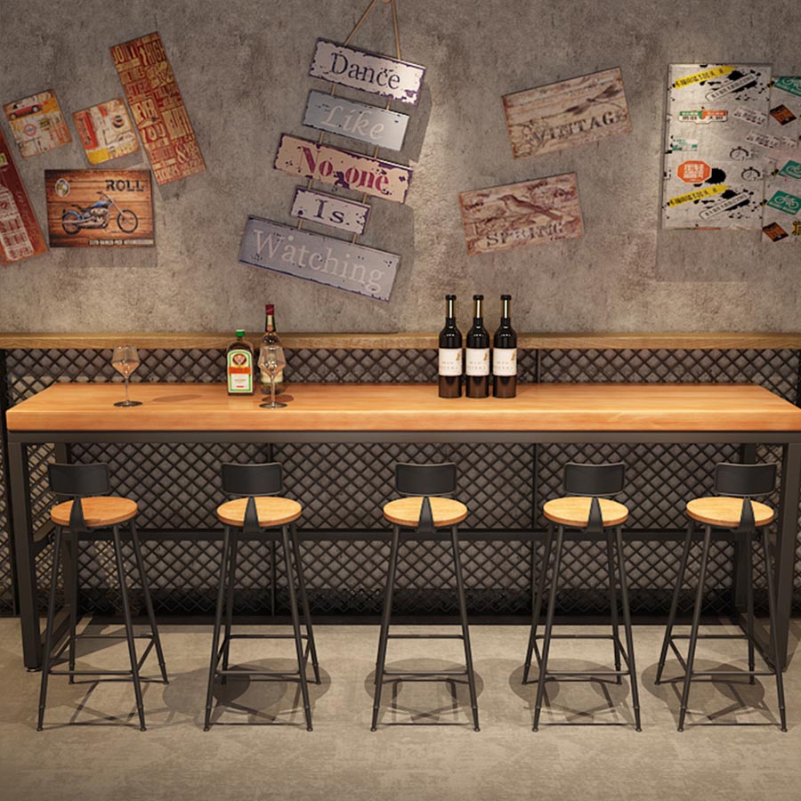 Modern 1/4/6/7 Pieces Bar Table Set Rectangle Wood Counter Table with High Stools for Cafe Clearhalo 'Bar Furniture' 'furn' 'furn_home_bar_bar_sets' 'Furniture' 'Home Bars & Bar Sets' 'home_bar_bar_sets' 'Kitchen & Dining Furniture' 5910819