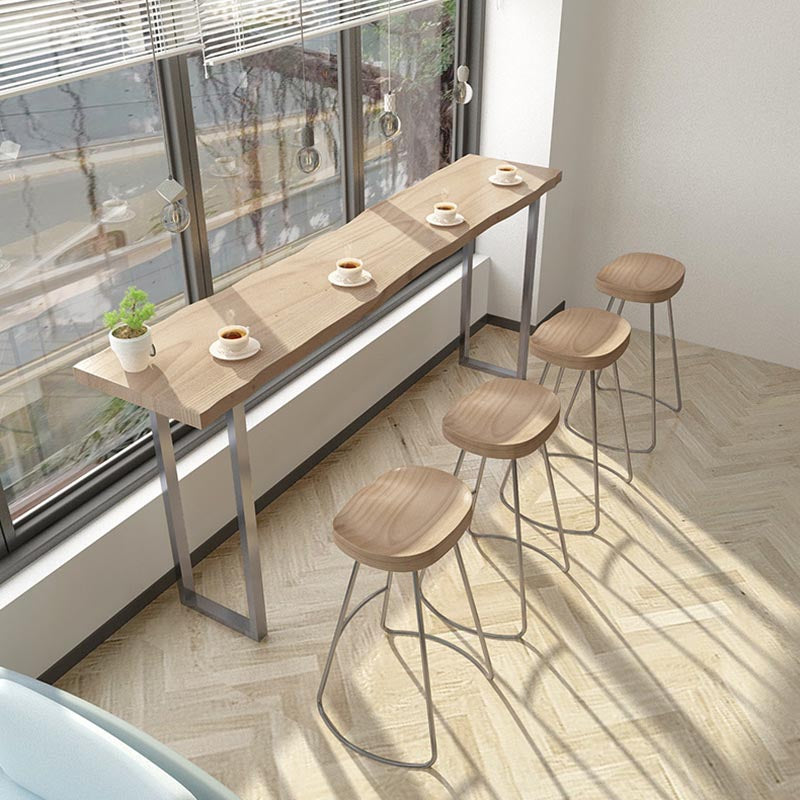 1/5 Pieces Modern Rectangular Pub Table Set Wooden Counter Table with Backless Stools 5 Pieces: Table, 4 Stools Clearhalo 'Bar Furniture' 'furn' 'furn_home_bar_bar_sets' 'Furniture' 'Home Bars & Bar Sets' 'home_bar_bar_sets' 'Kitchen & Dining Furniture' 5910884