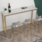 Glam 1/4/5 Pieces Bar Table Set Rectangle Stone Counter Table with High Stools for Balcony
