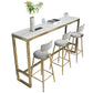 Glam 1/4/5 Pieces Bar Table Set Rectangle Stone Counter Table with High Stools for Balcony