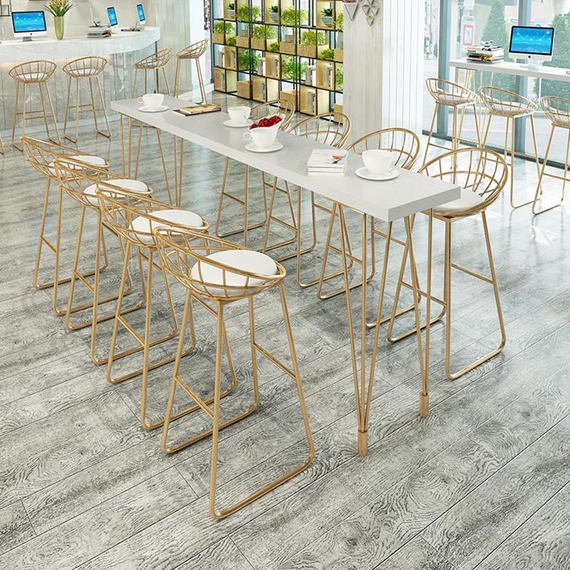 Glam Bar Table Set 1/2/5/9 Pieces Rectangle Bistro Set in White and Gold