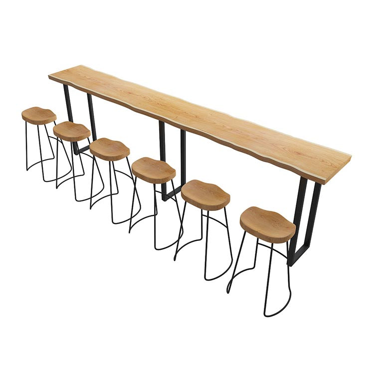 Modern Solid Wood Bar Table Set 1/4/7 Pcs Backless Full Natural Bar Stool Clearhalo 'Bar Furniture' 'furn' 'furn_home_bar_bar_sets' 'Furniture' 'Home Bars & Bar Sets' 'home_bar_bar_sets' 'Kitchen & Dining Furniture' 5910962