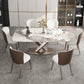 Designer Style 1/4/5/7 Pieces Rectangle Dining Set Sintered Stone Dining Room Table Set 7 Pieces: Table, 6 Chairs Clearhalo 'Dining Room Sets' 'Dining Tables & Seating' 'dining_room_set' 'furn' 'furn_dining_room_set' 'Furniture' 'Kitchen & Dining Furniture' 5911215