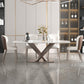 Designer Style 1/4/5/7 Pieces Rectangle Dining Set Sintered Stone Dining Room Table Set 5 Pieces: Table, 4 Chairs Clearhalo 'Dining Room Sets' 'Dining Tables & Seating' 'dining_room_set' 'furn' 'furn_dining_room_set' 'Furniture' 'Kitchen & Dining Furniture' 5911222