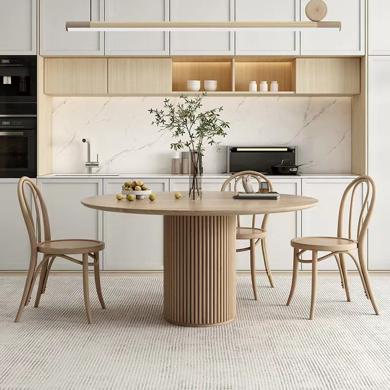 Round Dining Table Set 1/2/4/7 Pcs Solid Wood Dining Table and Chairs 4 Pieces: Table, 3 Chairs Clearhalo 'Dining Room Sets' 'Dining Tables & Seating' 'dining_room_set' 'furn' 'furn_dining_room_set' 'Furniture' 'Kitchen & Dining Furniture' 5911244