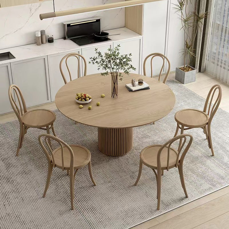 Round Dining Table Set 1/2/4/7 Pcs Solid Wood Dining Table and Chairs 7 Pieces: Table, 6 Chairs Clearhalo 'Dining Room Sets' 'Dining Tables & Seating' 'dining_room_set' 'furn' 'furn_dining_room_set' 'Furniture' 'Kitchen & Dining Furniture' 5911246