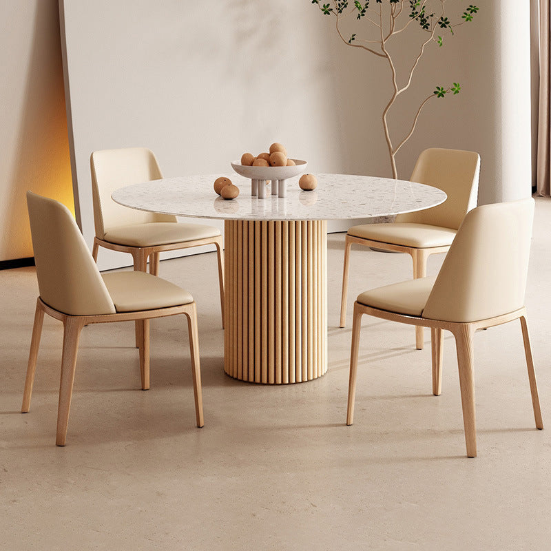 Stone Top Dining Set 1/4/5/7 Pcs Solid Wood Frame Dining Table and Chairs 5 Pieces: Table, 4 Chairs Clearhalo 'Dining Room Sets' 'Dining Tables & Seating' 'dining_room_set' 'furn' 'furn_dining_room_set' 'Furniture' 'Kitchen & Dining Furniture' 5911282