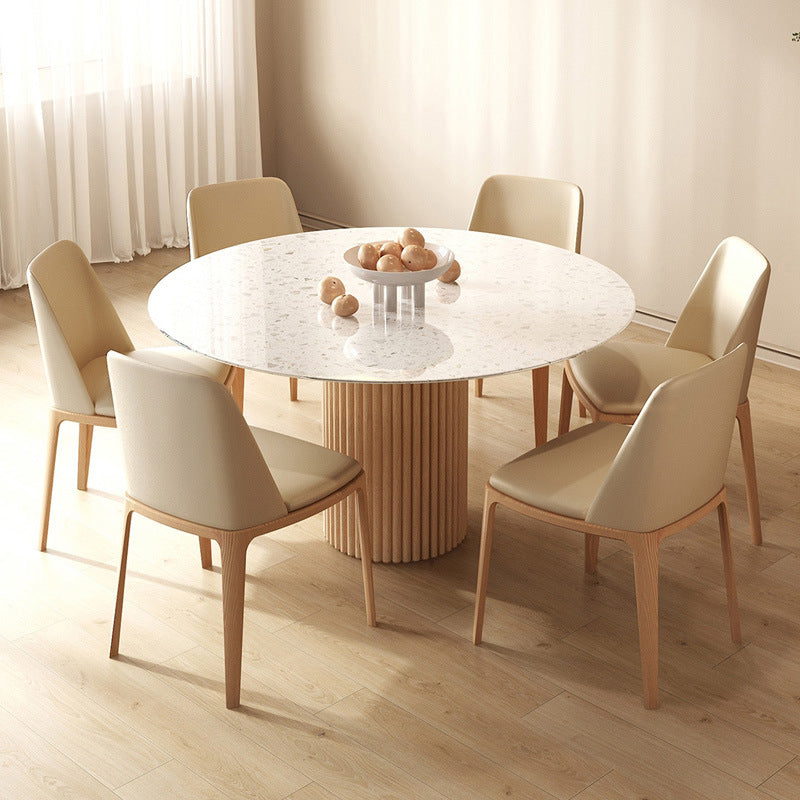 Stone Top Dining Set 1/4/5/7 Pcs Solid Wood Frame Dining Table and Chairs 7 Pieces: Table, 6 Chairs Clearhalo 'Dining Room Sets' 'Dining Tables & Seating' 'dining_room_set' 'furn' 'furn_dining_room_set' 'Furniture' 'Kitchen & Dining Furniture' 5911285
