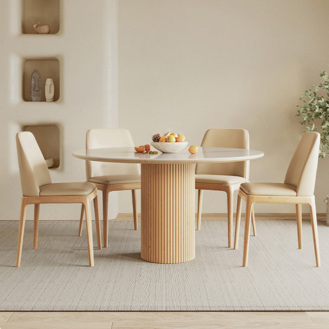 Stone Top Dining Set 1/4/5/7 Pcs Solid Wood Frame Dining Table and Chairs Clearhalo 'Dining Room Sets' 'Dining Tables & Seating' 'dining_room_set' 'furn' 'furn_dining_room_set' 'Furniture' 'Kitchen & Dining Furniture' 5911286