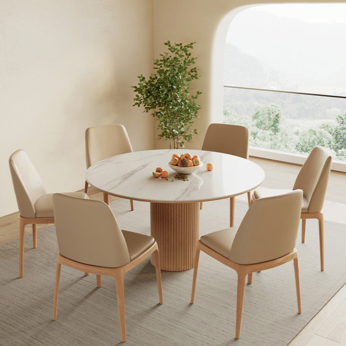 Stone Top Dining Set 1/4/5/7 Pcs Solid Wood Frame Dining Table and Chairs Clearhalo 'Dining Room Sets' 'Dining Tables & Seating' 'dining_room_set' 'furn' 'furn_dining_room_set' 'Furniture' 'Kitchen & Dining Furniture' 5911293