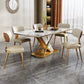 Luxurious Rectangle Dining Set 1/4/6/7 Pieces Sintered Stone Top Dinette Table Set 6 Pieces: Table, 5 Chairs Clearhalo 'Dining Room Sets' 'Dining Tables & Seating' 'dining_room_set' 'furn' 'furn_dining_room_set' 'Furniture' 'Kitchen & Dining Furniture' 5911302