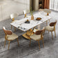Luxurious Rectangle Dining Set 1/4/6/7 Pieces Sintered Stone Top Dinette Table Set 7 Pieces: Table, 6 Chairs Clearhalo 'Dining Room Sets' 'Dining Tables & Seating' 'dining_room_set' 'furn' 'furn_dining_room_set' 'Furniture' 'Kitchen & Dining Furniture' 5911304