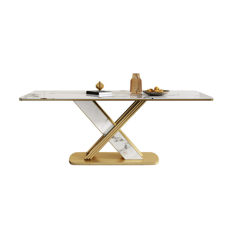 Luxurious Rectangle Dining Set 1/4/6/7 Pieces Sintered Stone Top Dinette Table Set White 70.9"L x 35.4"W Clearhalo 'Dining Room Sets' 'Dining Tables & Seating' 'dining_room_set' 'furn' 'furn_dining_room_set' 'Furniture' 'Kitchen & Dining Furniture' 5911307