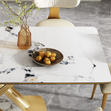 Luxurious Rectangle Dining Set 1/4/6/7 Pieces Sintered Stone Top Dinette Table Set Clearhalo 'Dining Room Sets' 'Dining Tables & Seating' 'dining_room_set' 'furn' 'furn_dining_room_set' 'Furniture' 'Kitchen & Dining Furniture' 5911308