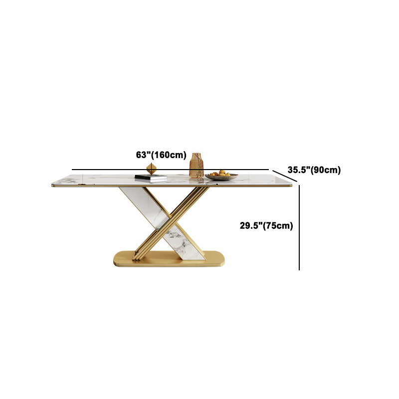 Luxurious Rectangle Dining Set 1/4/6/7 Pieces Sintered Stone Top Dinette Table Set Clearhalo 'Dining Room Sets' 'Dining Tables & Seating' 'dining_room_set' 'furn' 'furn_dining_room_set' 'Furniture' 'Kitchen & Dining Furniture' 5911313