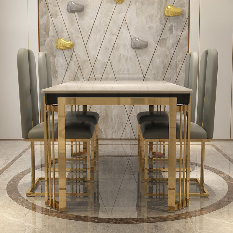Contemporary Sintered Stone Rectangle Table Set 1/2/5/7/9 Pieces Dining Set for Home 5 Pieces: Table, 4 Chairs Clearhalo 'Dining Room Sets' 'Dining Tables & Seating' 'dining_room_set' 'furn' 'furn_dining_room_set' 'Furniture' 'Kitchen & Dining Furniture' 5911332
