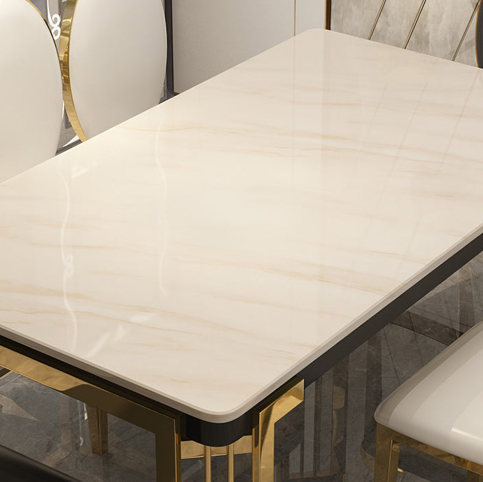 Contemporary Sintered Stone Rectangle Table Set 1/2/5/7/9 Pieces Dining Set for Home Clearhalo 'Dining Room Sets' 'Dining Tables & Seating' 'dining_room_set' 'furn' 'furn_dining_room_set' 'Furniture' 'Kitchen & Dining Furniture' 5911335