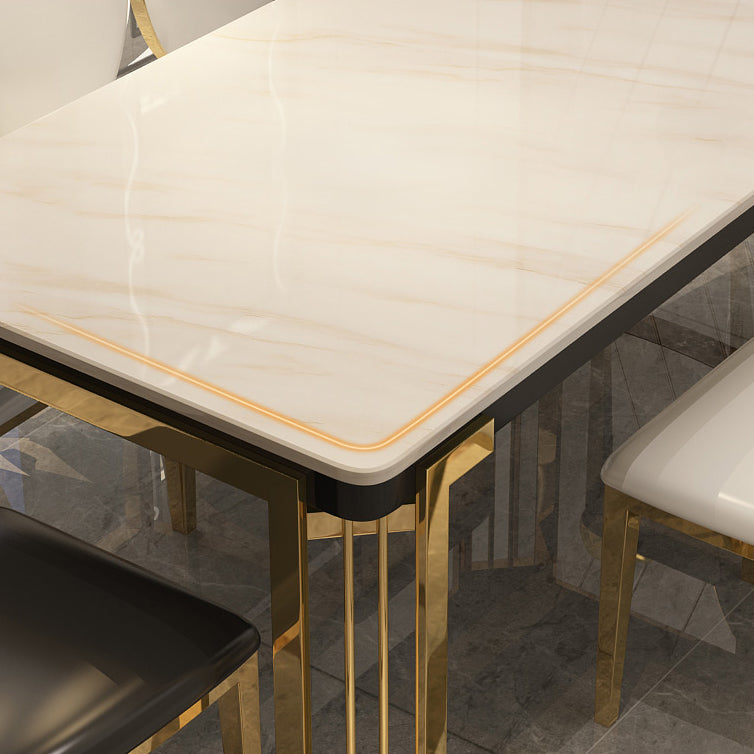 Contemporary Sintered Stone Rectangle Table Set 1/2/5/7/9 Pieces Dining Set for Home Clearhalo 'Dining Room Sets' 'Dining Tables & Seating' 'dining_room_set' 'furn' 'furn_dining_room_set' 'Furniture' 'Kitchen & Dining Furniture' 5911336