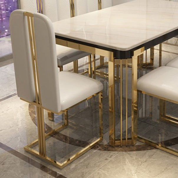Contemporary Sintered Stone Rectangle Table Set 1/2/5/7/9 Pieces Dining Set for Home Clearhalo 'Dining Room Sets' 'Dining Tables & Seating' 'dining_room_set' 'furn' 'furn_dining_room_set' 'Furniture' 'Kitchen & Dining Furniture' 5911337