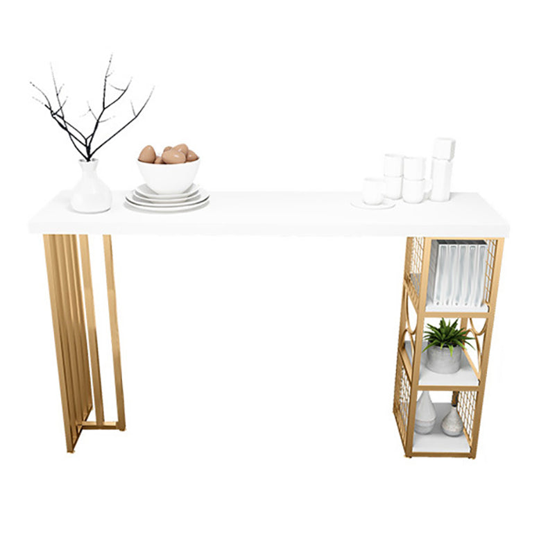 Glam 1/2/3/5 Pieces Bar Table Set Rectangle Bar Table with Metal High Stools for Kitchen White 79"L x 16"W Clearhalo 'Bar Furniture' 'furn' 'furn_home_bar_bar_sets' 'Furniture' 'Home Bars & Bar Sets' 'home_bar_bar_sets' 'Kitchen & Dining Furniture' 5911345