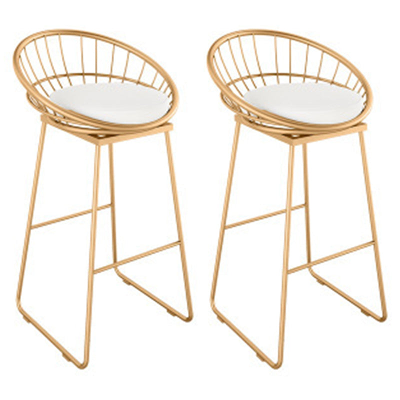 Glam 1/2/3/5 Pieces Bar Table Set Rectangle Bar Table with Metal High Stools for Kitchen Beige 30"H Stools (Set of 2) Clearhalo 'Bar Furniture' 'furn' 'furn_home_bar_bar_sets' 'Furniture' 'Home Bars & Bar Sets' 'home_bar_bar_sets' 'Kitchen & Dining Furniture' 5911348